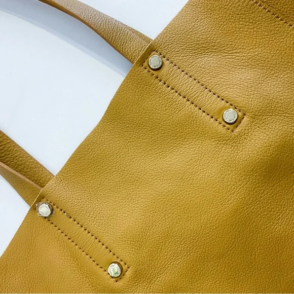 14. NWOT CALVIN KLEIN Soft Pebble Leather Tote - Tan Color With Gold Hardware - Picture 6 of 7